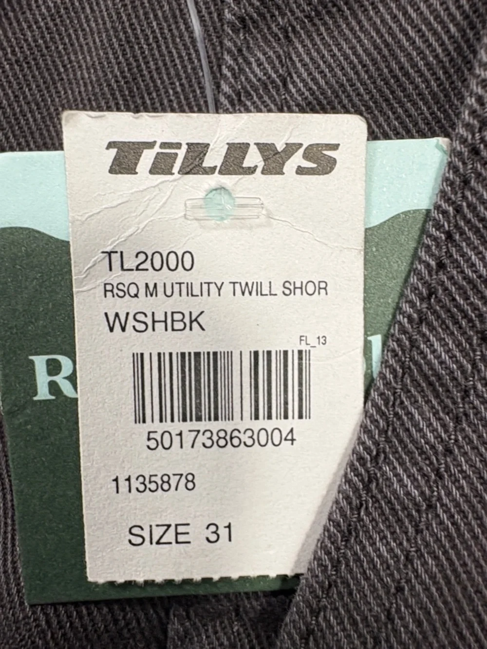 NWT RSQ Loose Charcoal Cargo Utility Shorts | Size 31